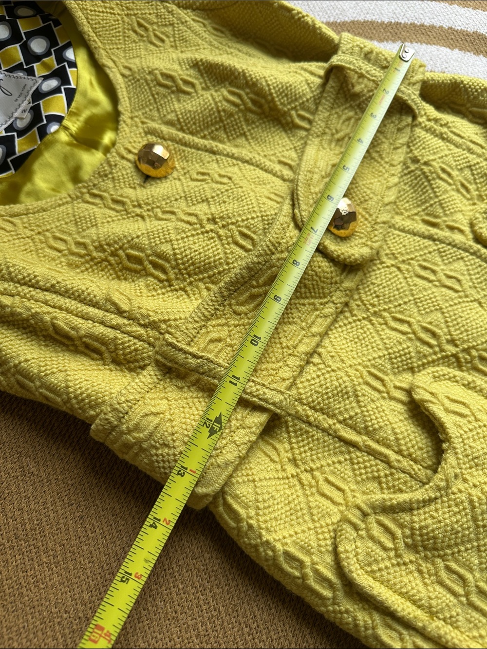 Milly Yellow Textured Sleeveless Dress with Belt - Picture 12 of 13